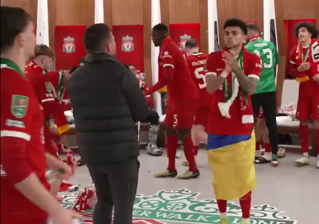 (Video) What Liverpool players & staff spotted doing inside Wembley dressing room post-match