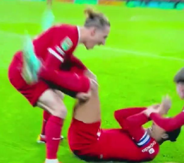 (Video) Tsimikas’ x-rated goal celebration with Van Dijk will have every fan in tears