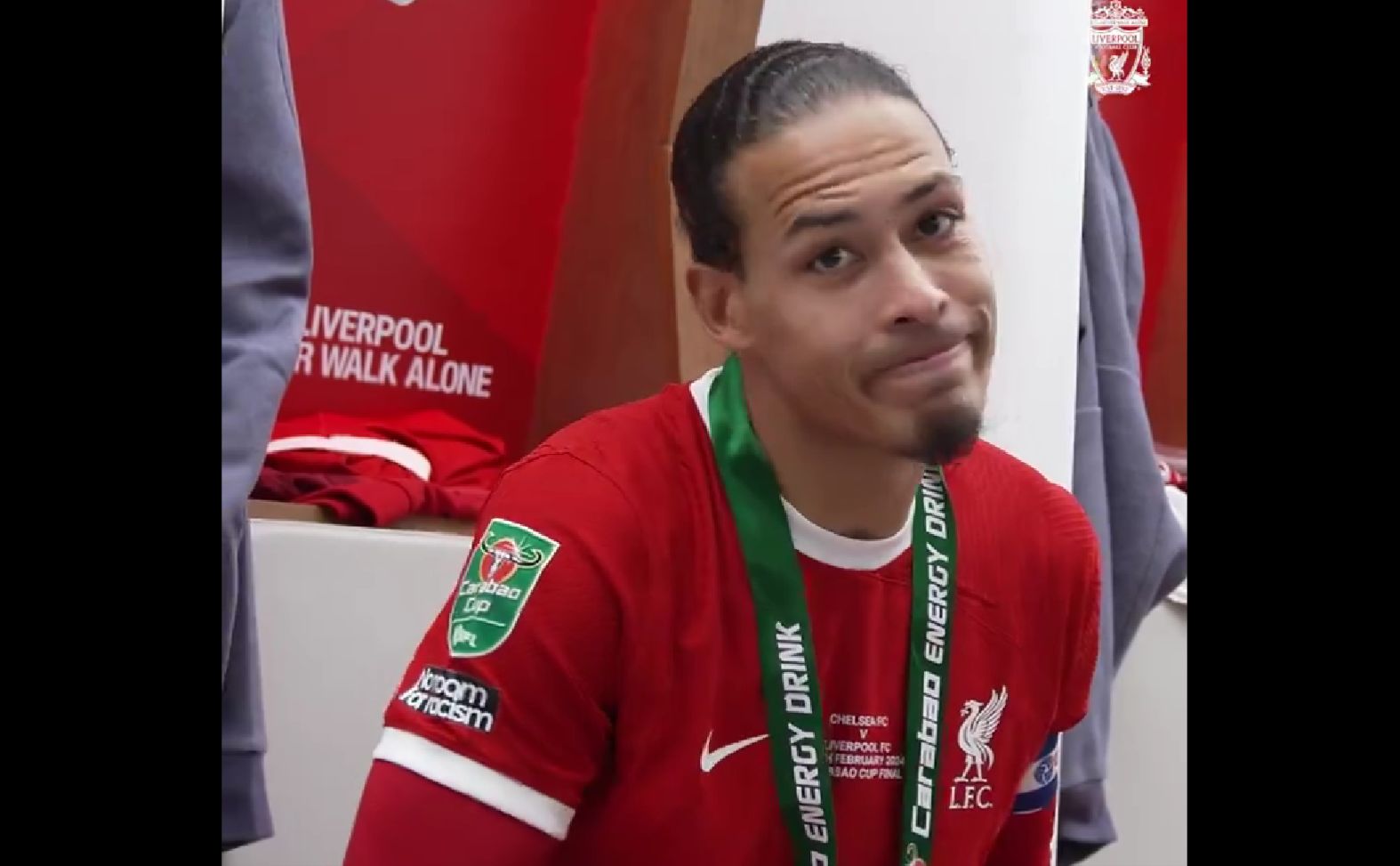 (Video) Van Dijk’s ice cold four-word statement in Liverpool dressing room is glorious footage