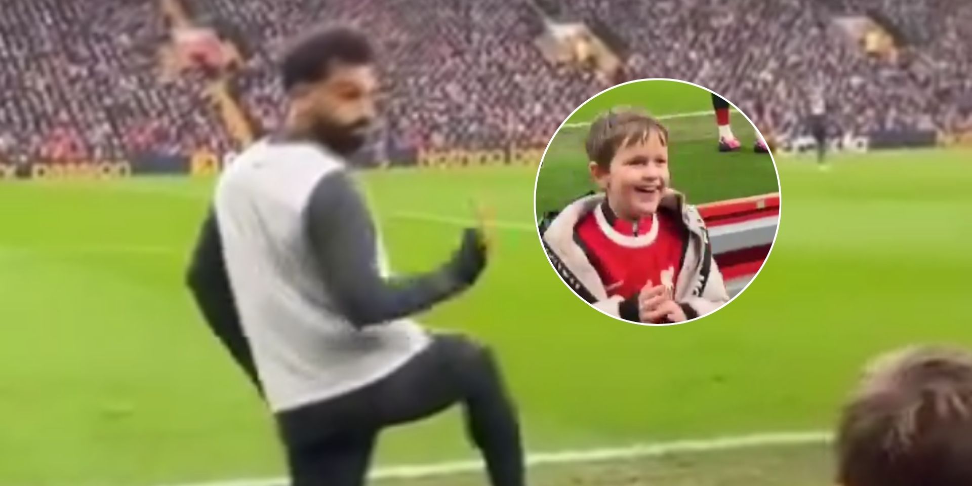 (Video) Watch the heartwarming moment Mo Salah makes young fan’s day at Anfield