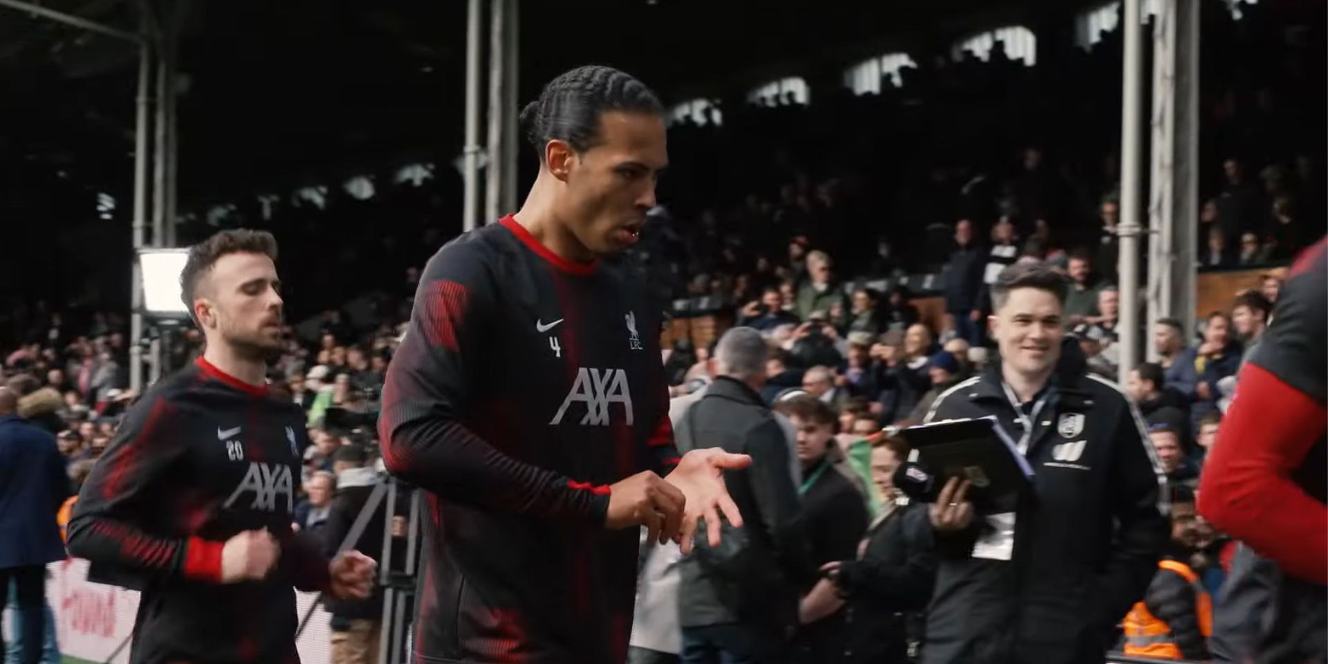 (Video) Van Dijk spotted strapped up after picking up injury for Liverpool