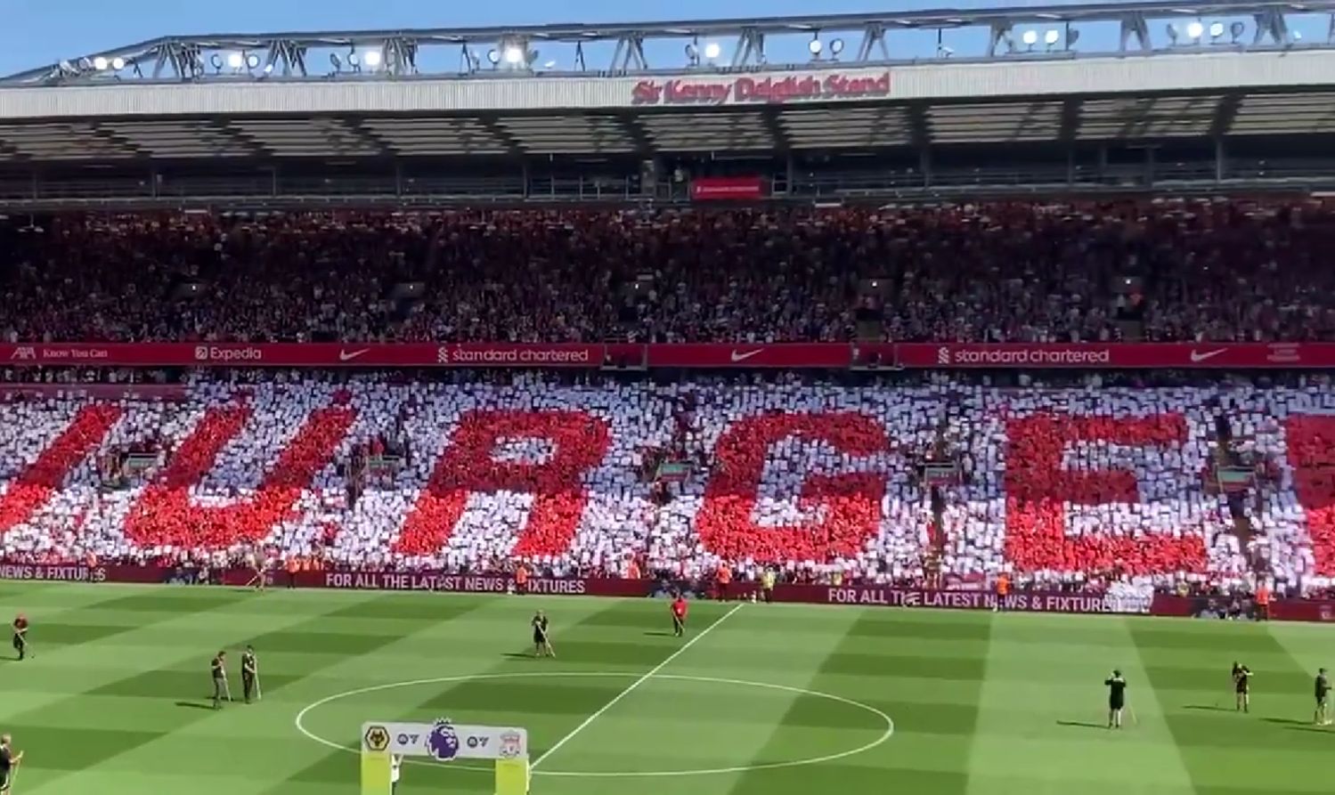 (Video) Liverpool fans unveil huge Anfield mosaic for emotional Jurgen Klopp