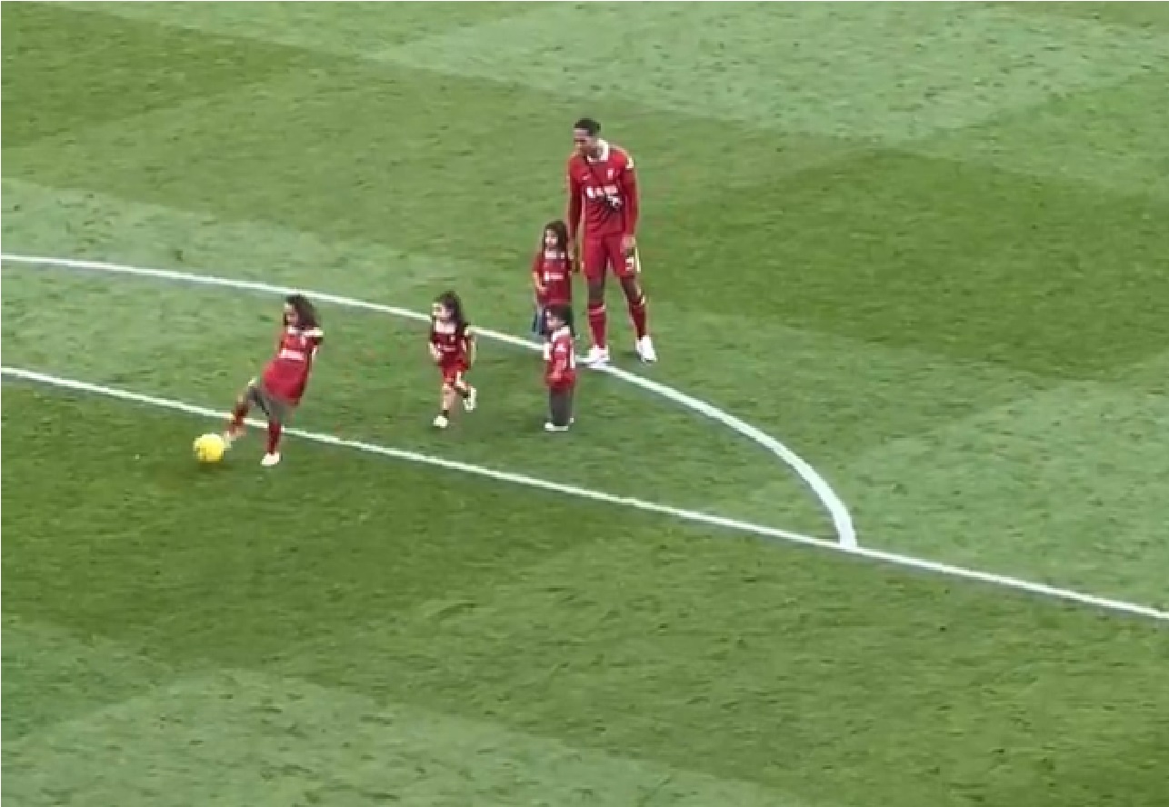 (Video) Watch Virgil van Dijk’s adorable reaction to his daughter scoring at Anfield Road end