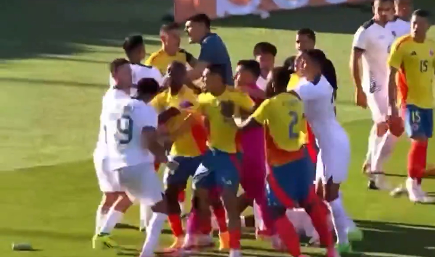 (Video) Mayhem ensues as horror challenge on Luis Diaz sparks mass brawl during Colombia victory