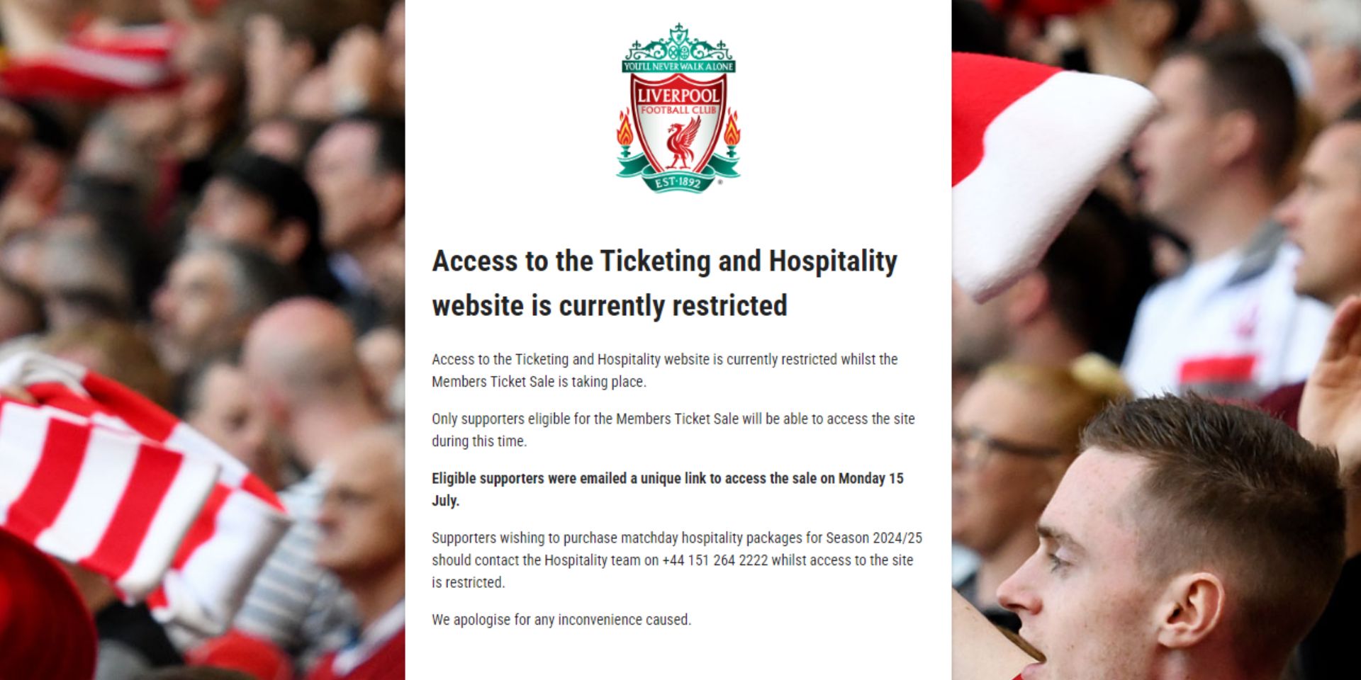 Statement released after Liverpool members sale fails once again; time for change