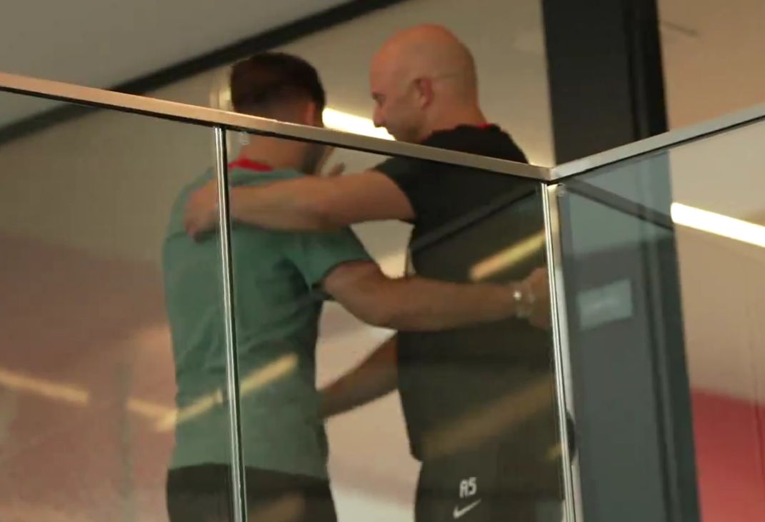 (Video) Szoboszlai returns: Watch his fist meeting with Arne Slot at AXA centre