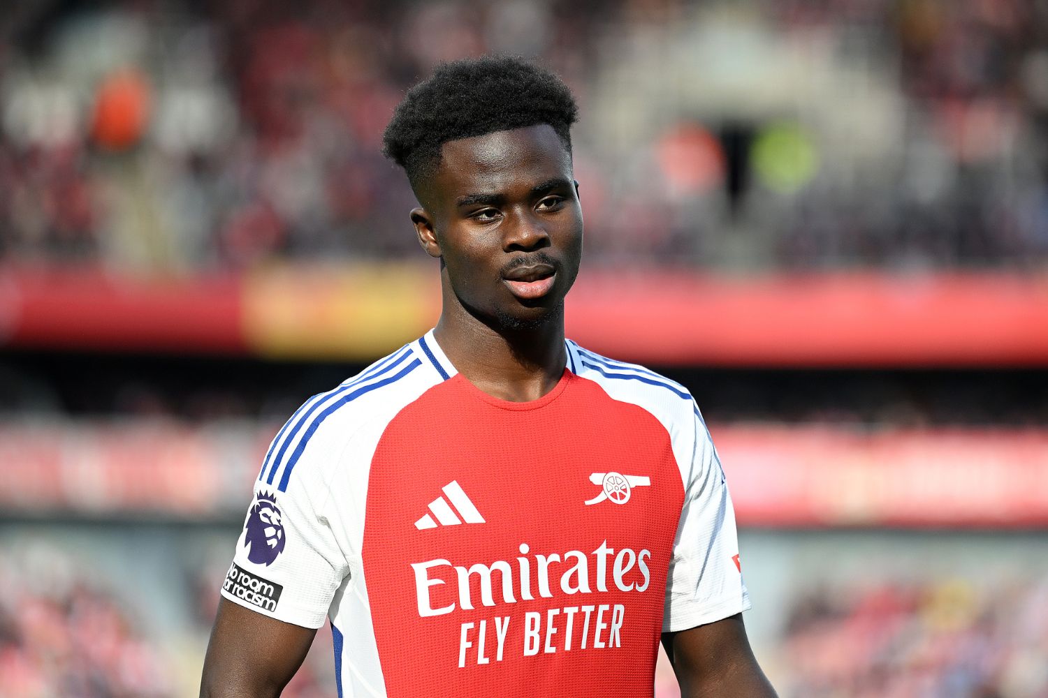 Bukayo Saka in action for Arteta's Arsenal