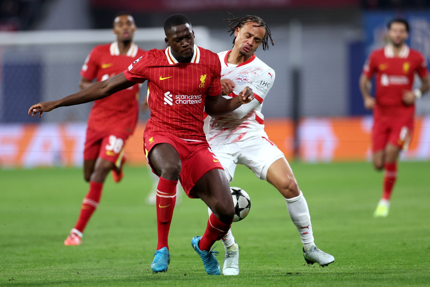 Ibou Konate in action against RB Leipzig