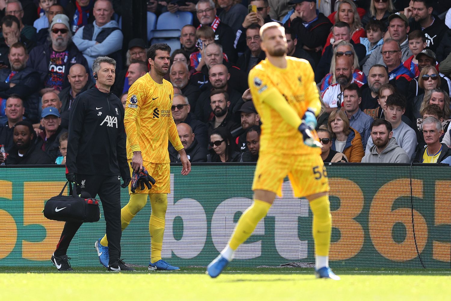 Vitezslav Jaros prepares to replace Alisson Becker against Crystal Palace