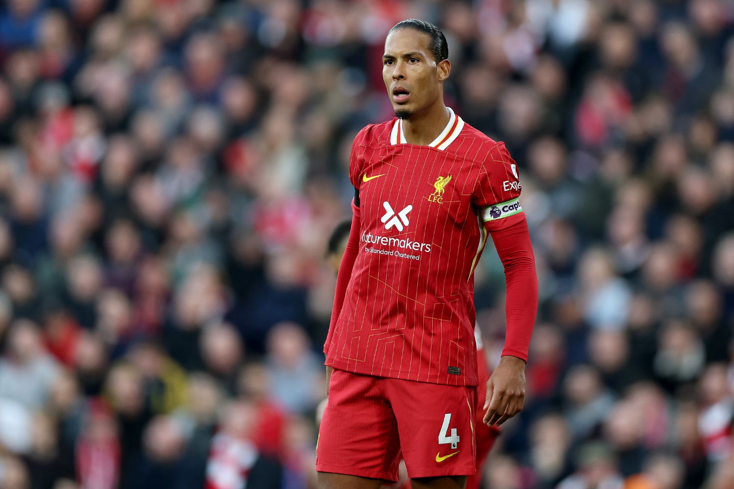 Virgil van Dijk in action for Liverpool against Chelsea