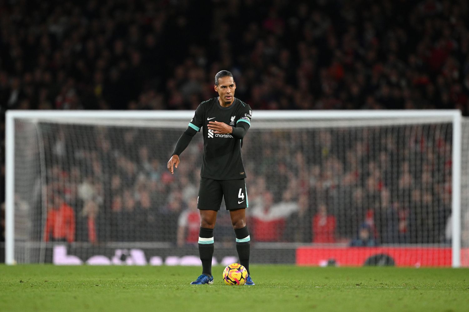 Virgil van Dijk in action against Arsenal