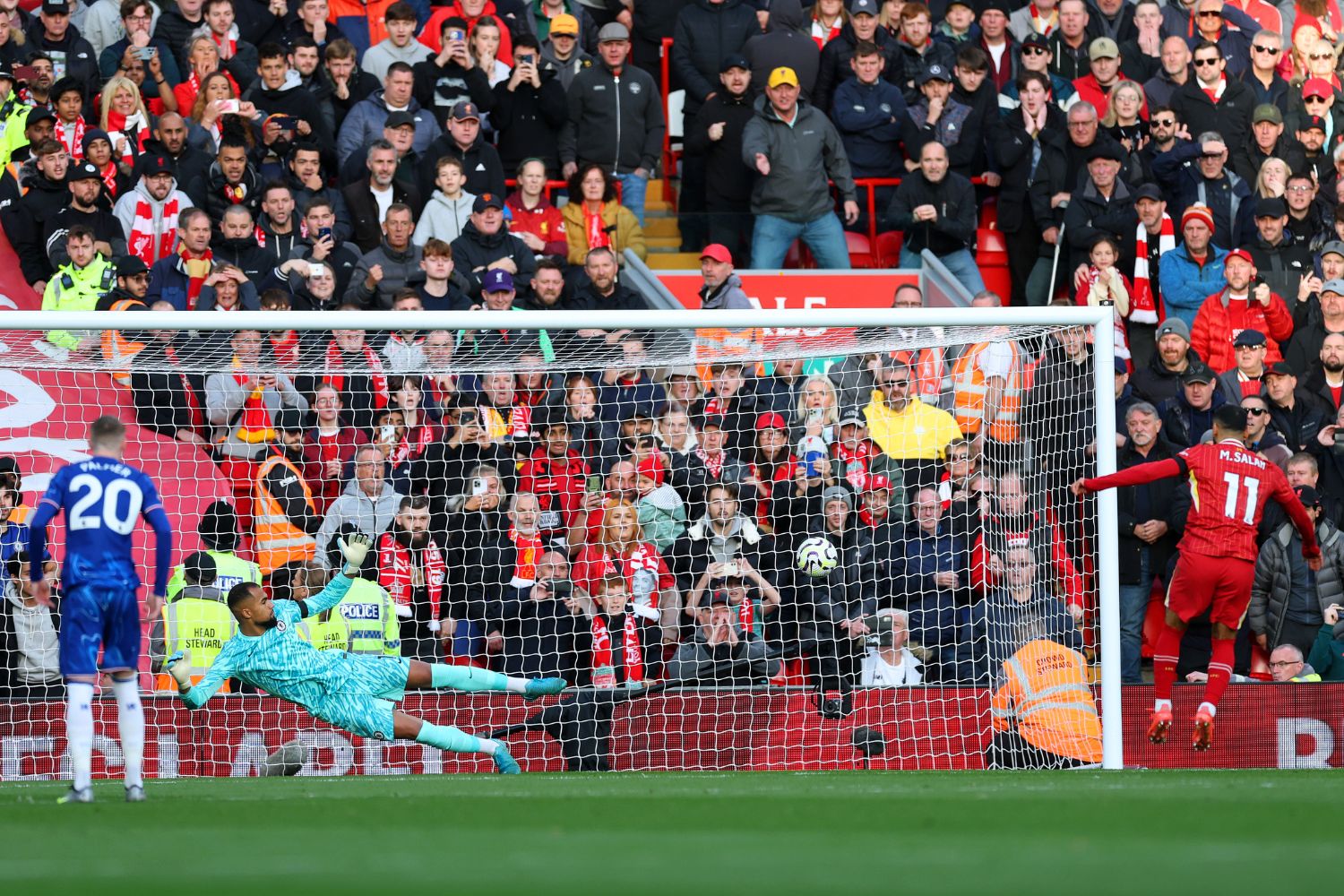 Mo Salah scores for Liverpool against Chelsea