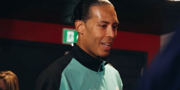 Virgil van Dijk in the tunnel before Liverpool play Arsenal