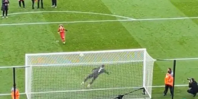 David James saves a penalty against young Liverpool fan