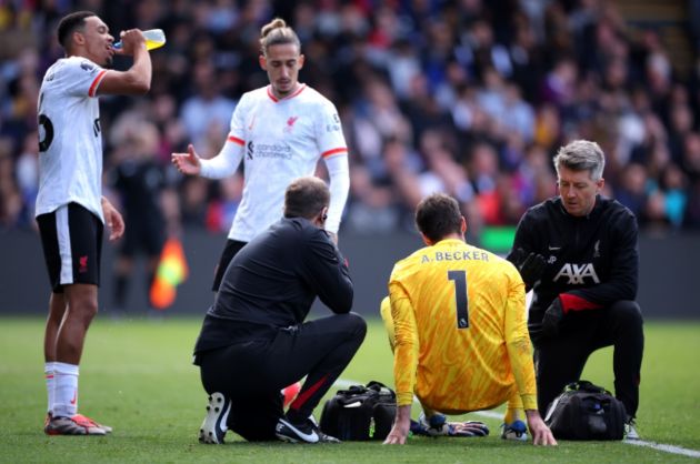 Alisson was injured against Crystal Palace on Saturday