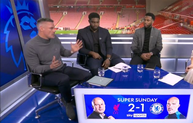 Jamie Carragher felt Chelsea could've had another penalty given against them