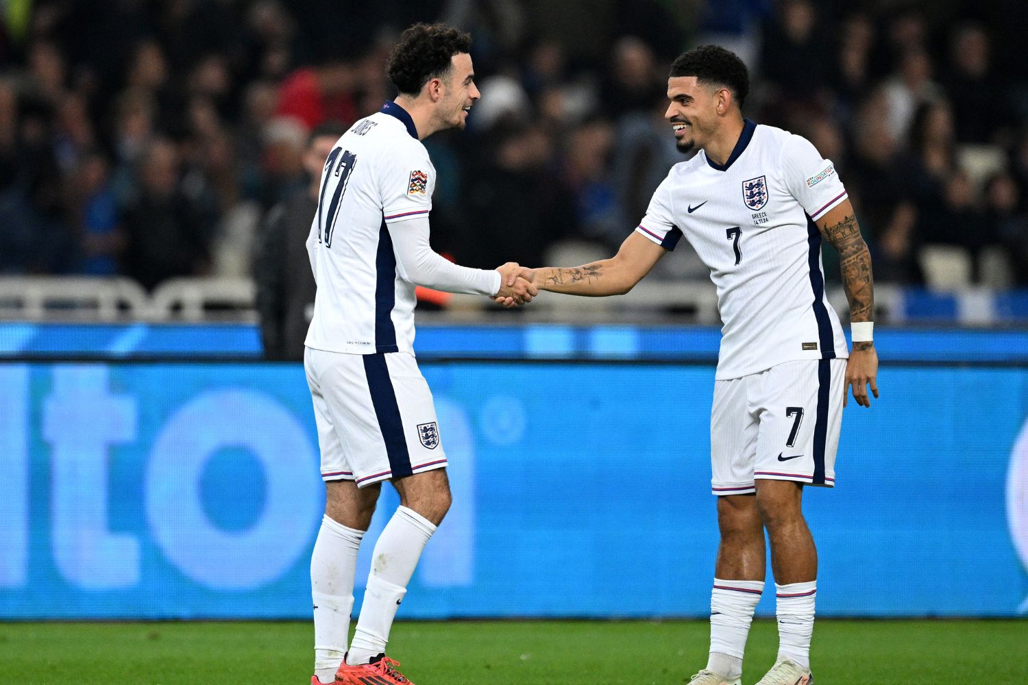 Curtis Jones celebrates scoring on his England debut