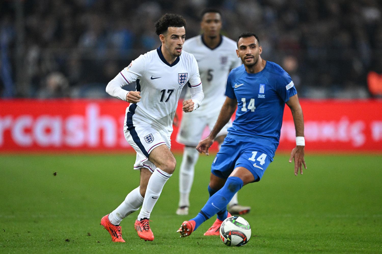 Curtis Jones in action for England against Greece