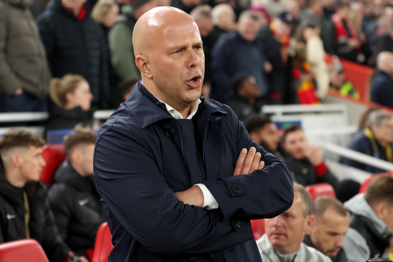 Arne Slot in charge of Liverpool at Anfield