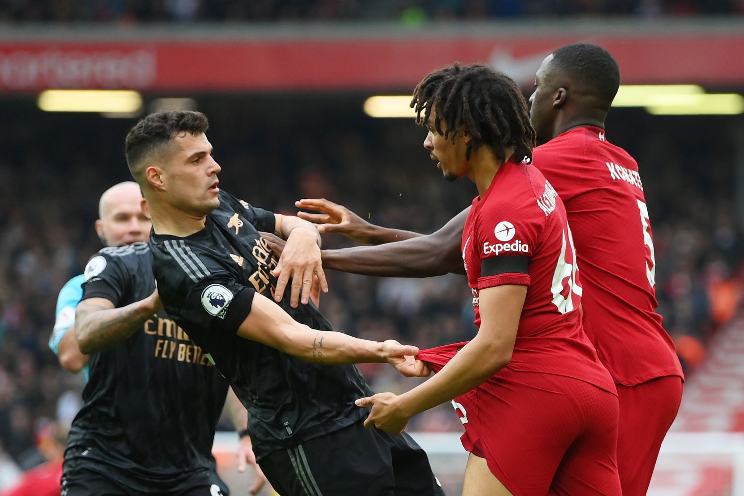 Granit Xhaka against Liverpool in 2023