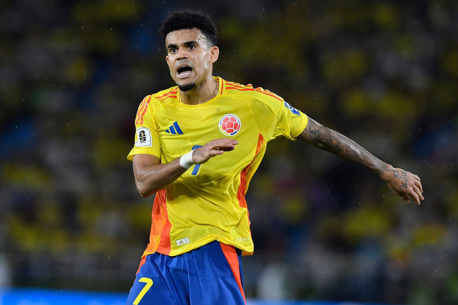 Luis Diaz frustrated during action for Colombia