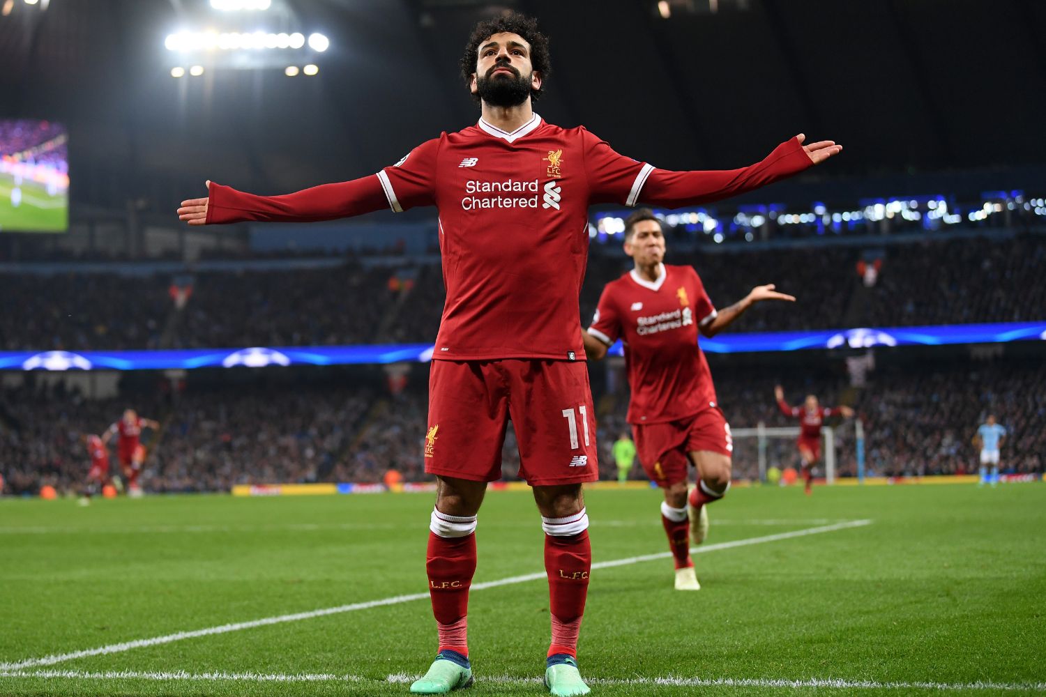 Mo Salah scores against Manchester City in 2018