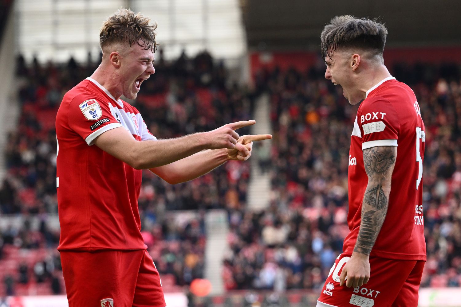 Ben Doak celebrates another assist for Middlesbrough