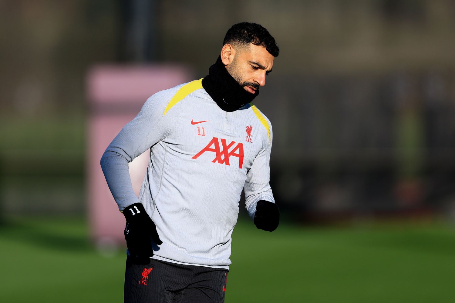 Mo Salah trains before Liverpool's game with Real Madrid