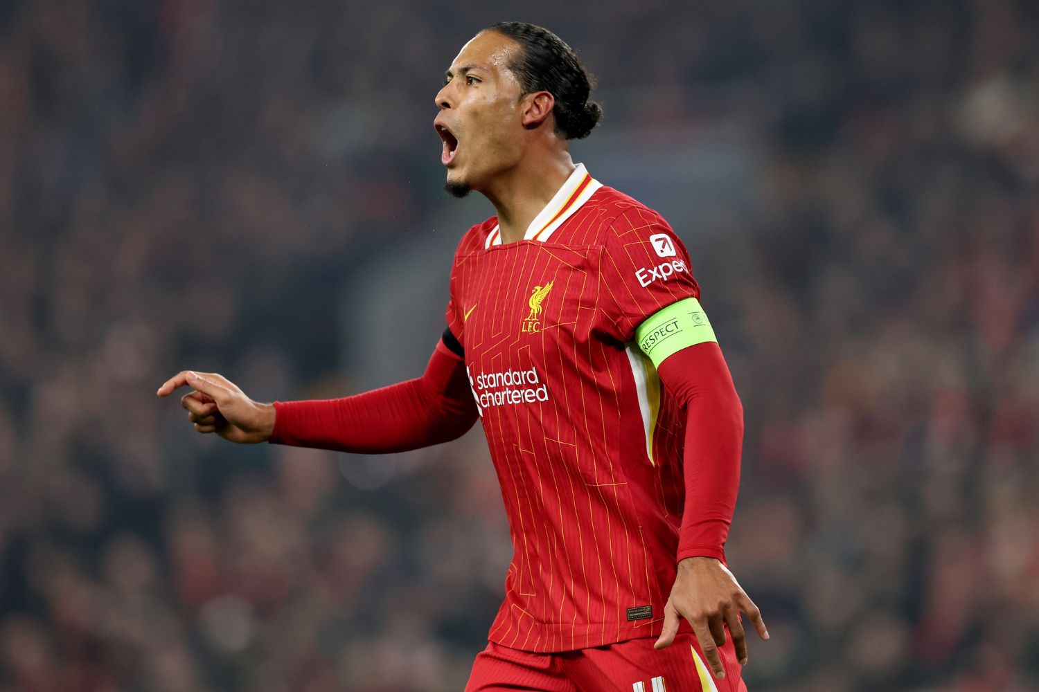 Virgil van Dijk captains Liverpool in the Champions League