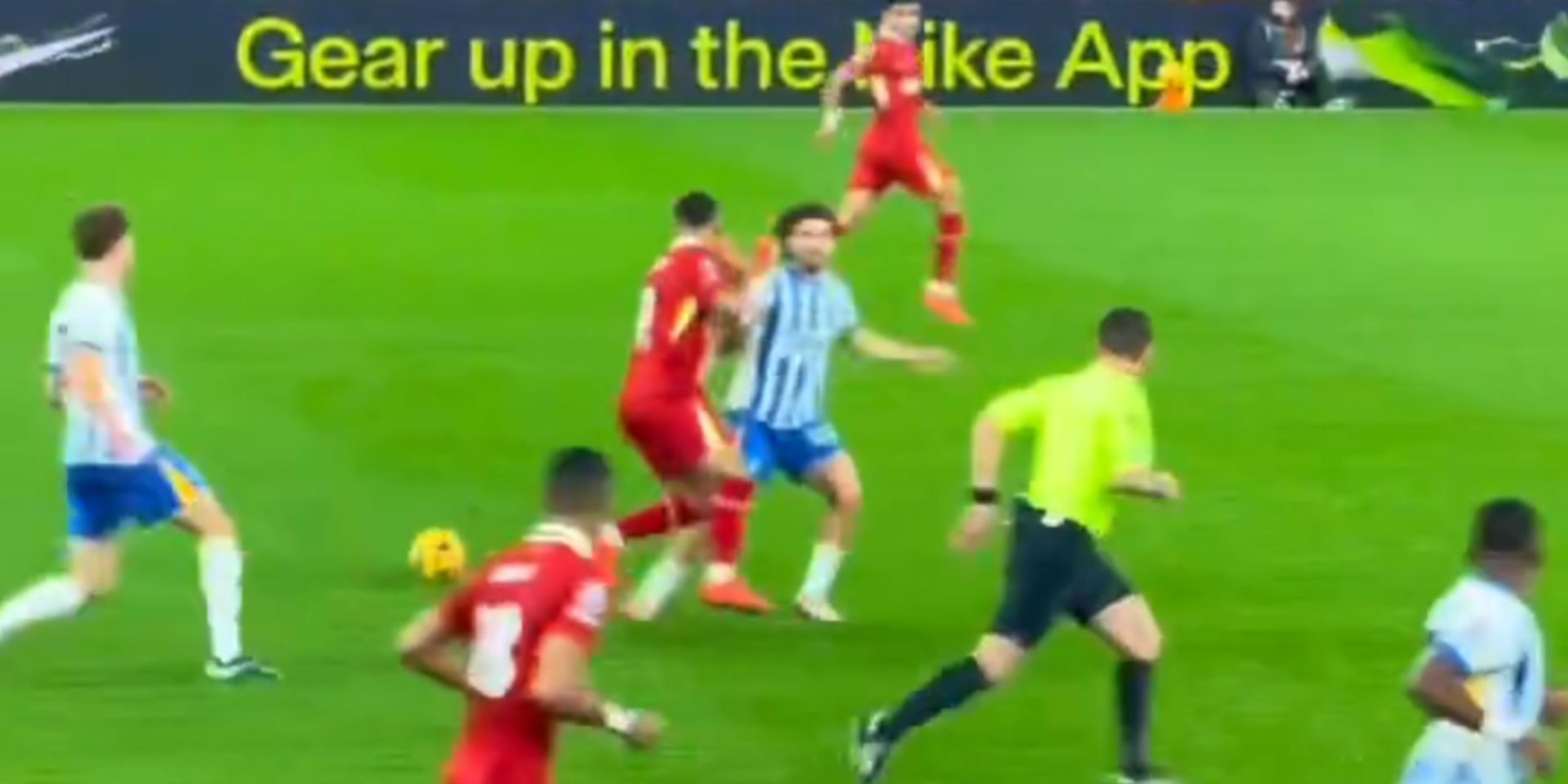 Mo Salah is fouled against Brighton