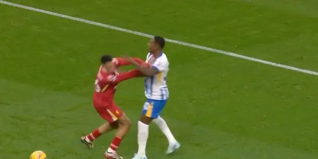 Trent Alexander-Arnold and Pervis Estupinan clash