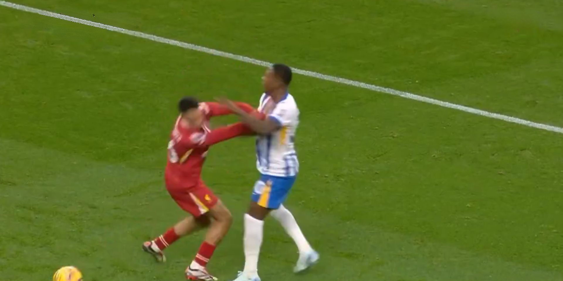 Trent Alexander-Arnold and Pervis Estupinan clash