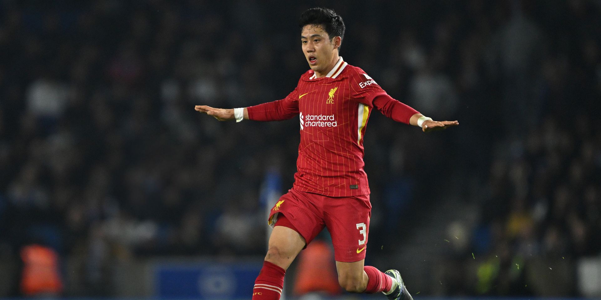 Wataru Endo in action for Liverpool against Brighton