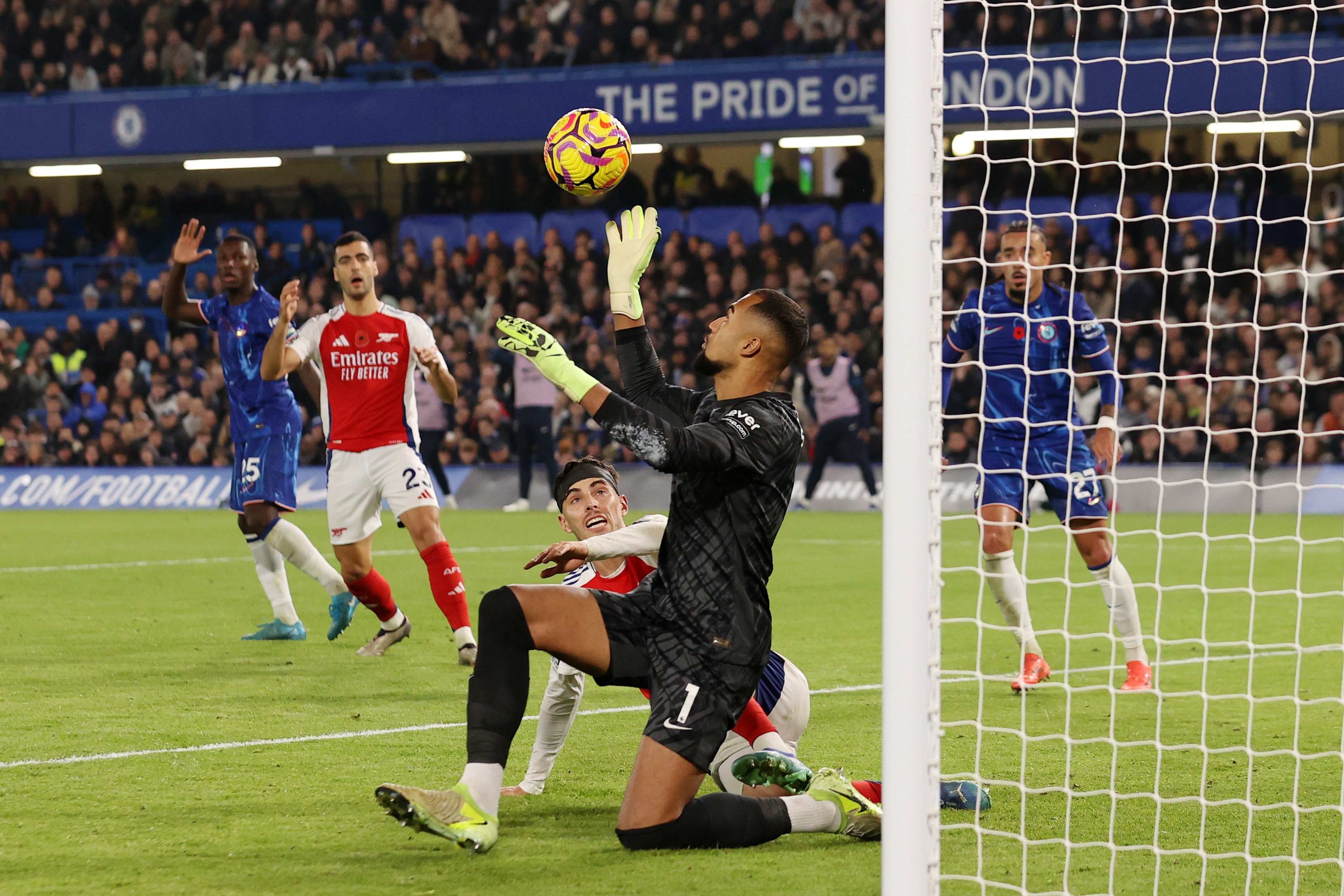 Chelsea goalkeeper Robert Sanchez in action.