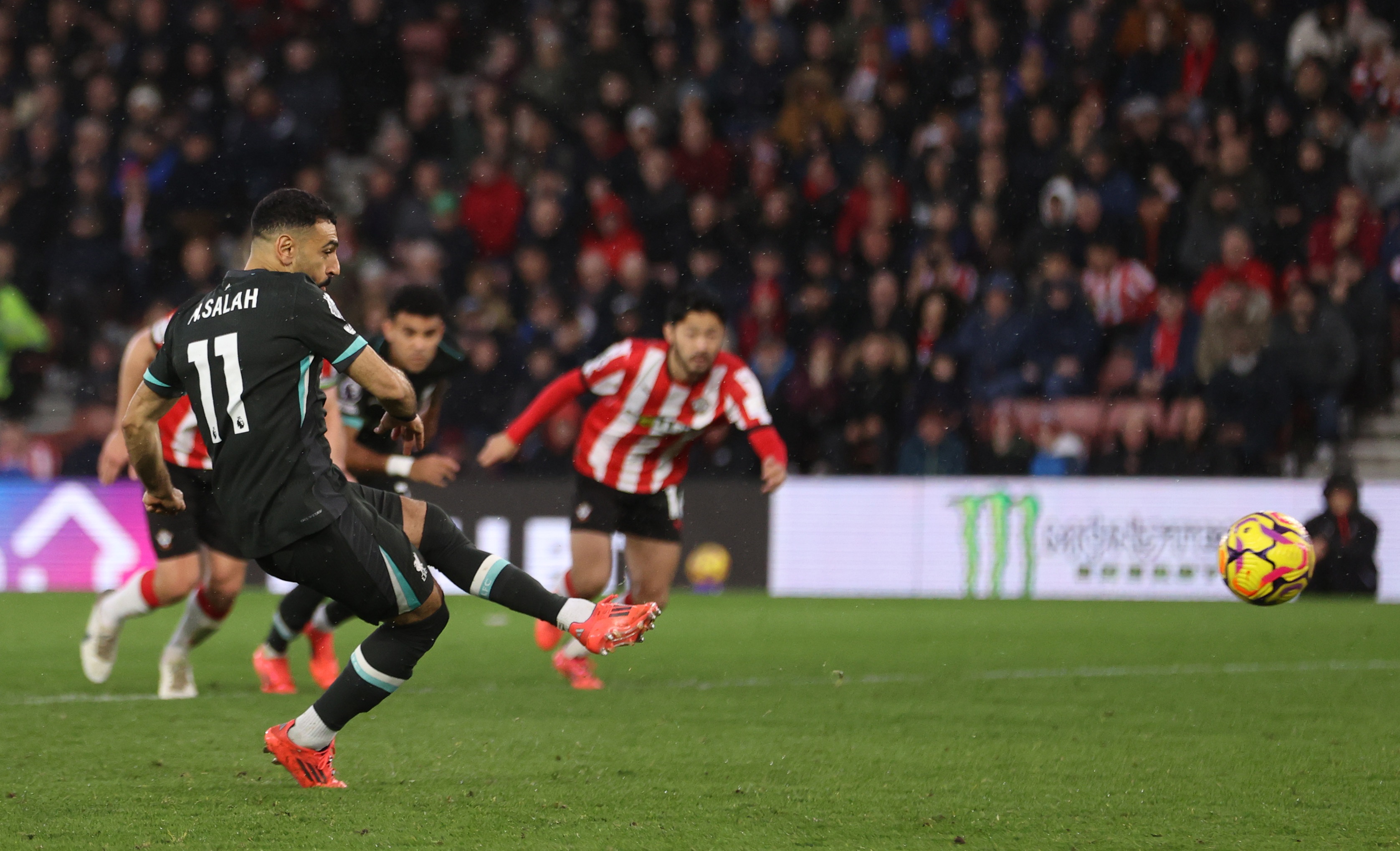 Soon to be out of contract star Mo Salah scores from the penalty spot against Southampton.