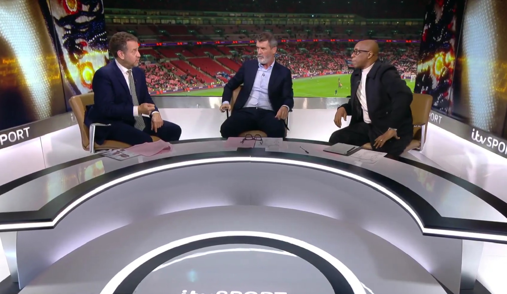 Roy Keane and Ian Wright on the ITV panel during England v Republic of Ireland.