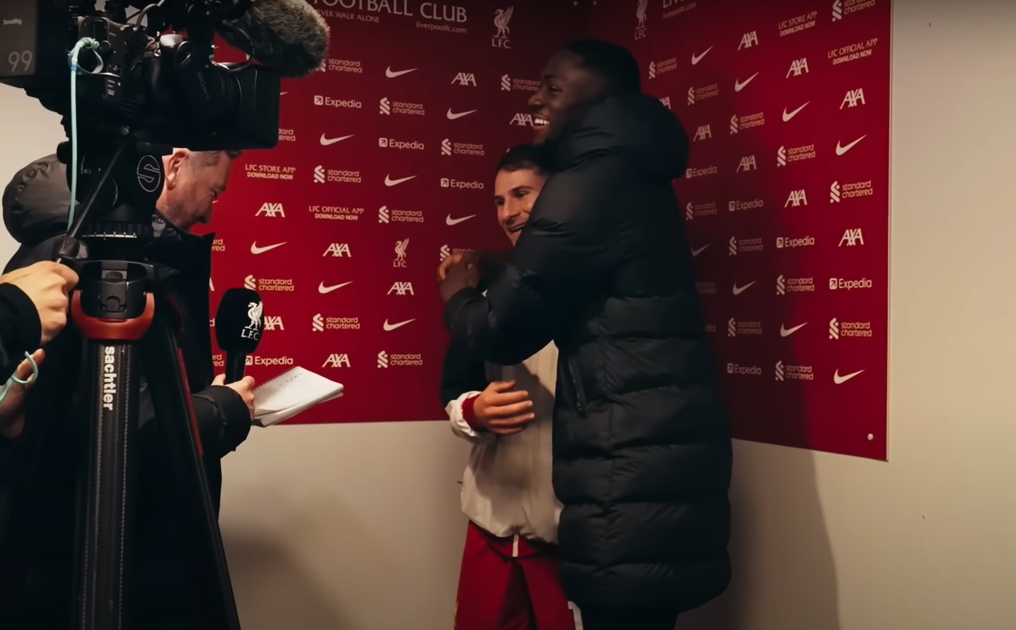 Alexis Mac Allister and Ibrahima Konate shared a humorous moment after Liverpool's win over Aston Villa