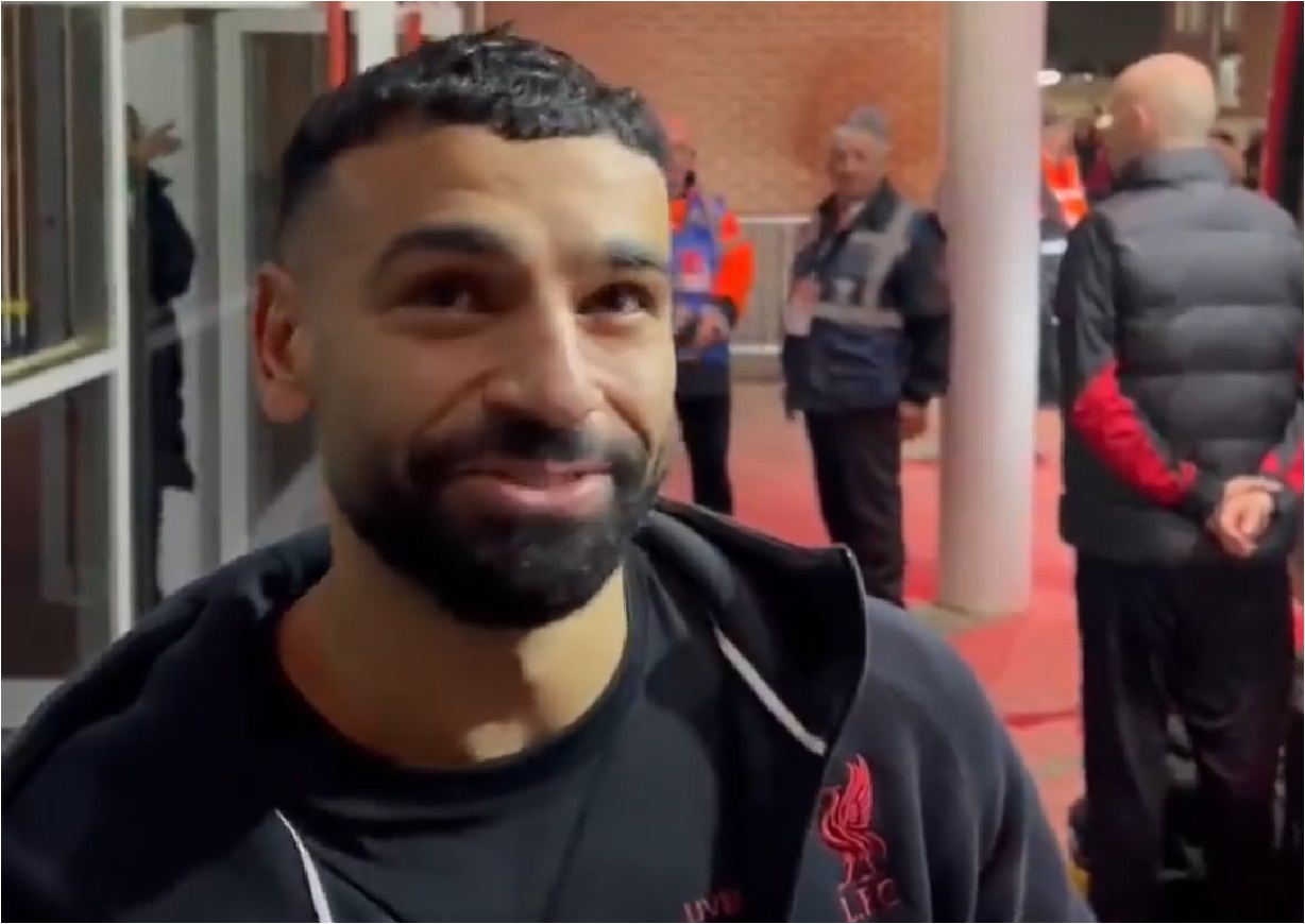 Mo Salah made a rare appearance in the mixed zone on Sunday