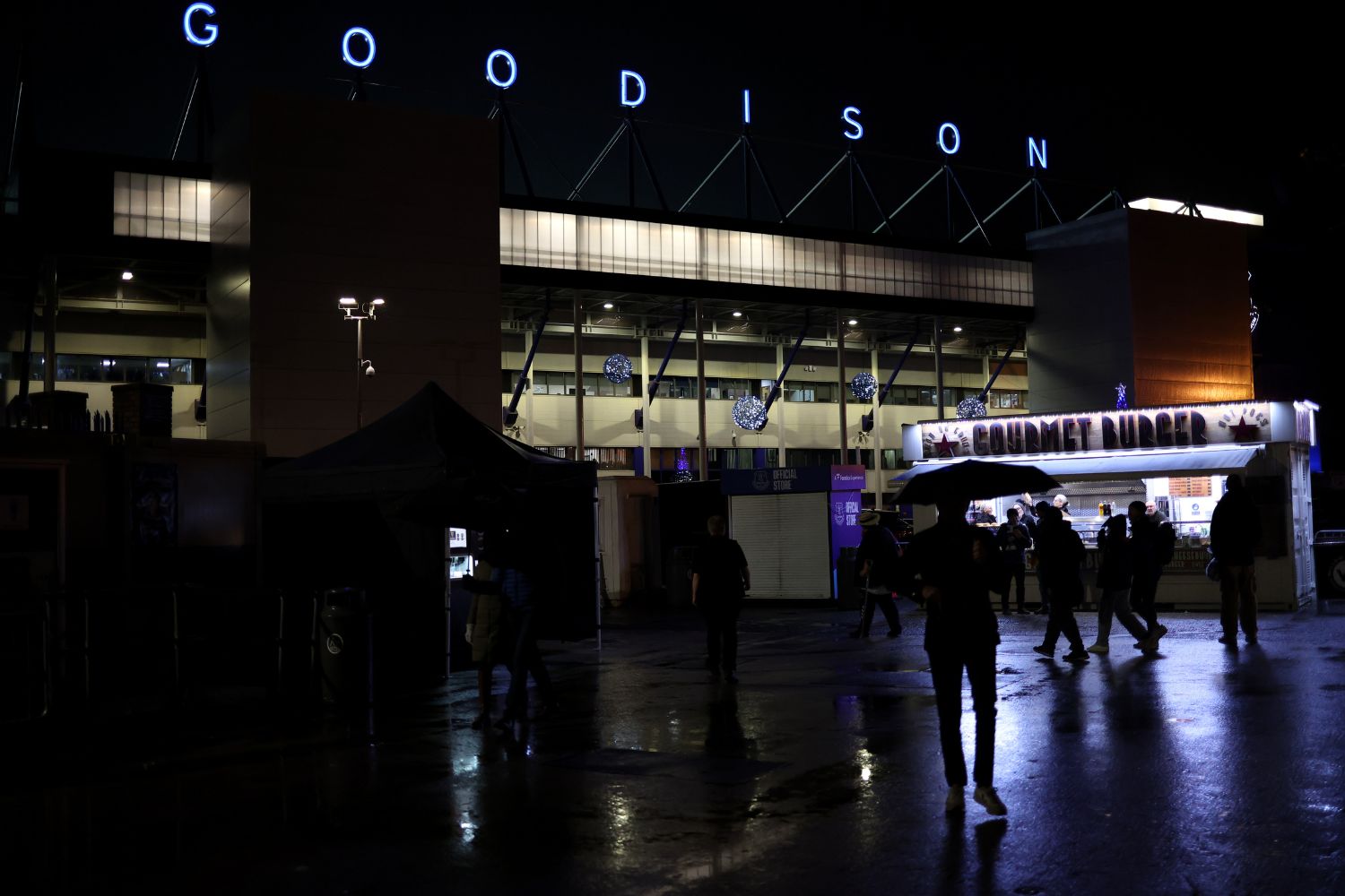 A dreary Goodison prepares for matchday in Liverpool
