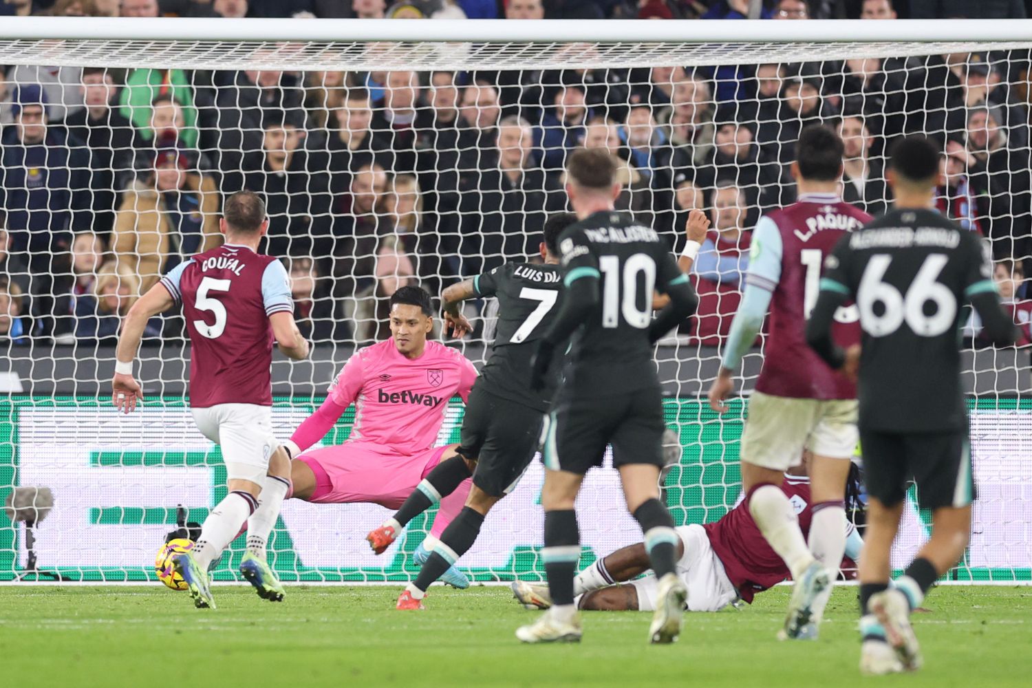 Luis Diaz scores against West Ham