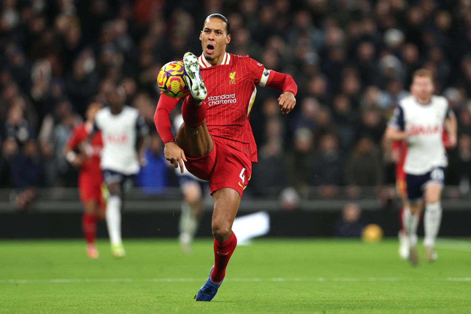 Virgil van Dijk during victory over Spurs