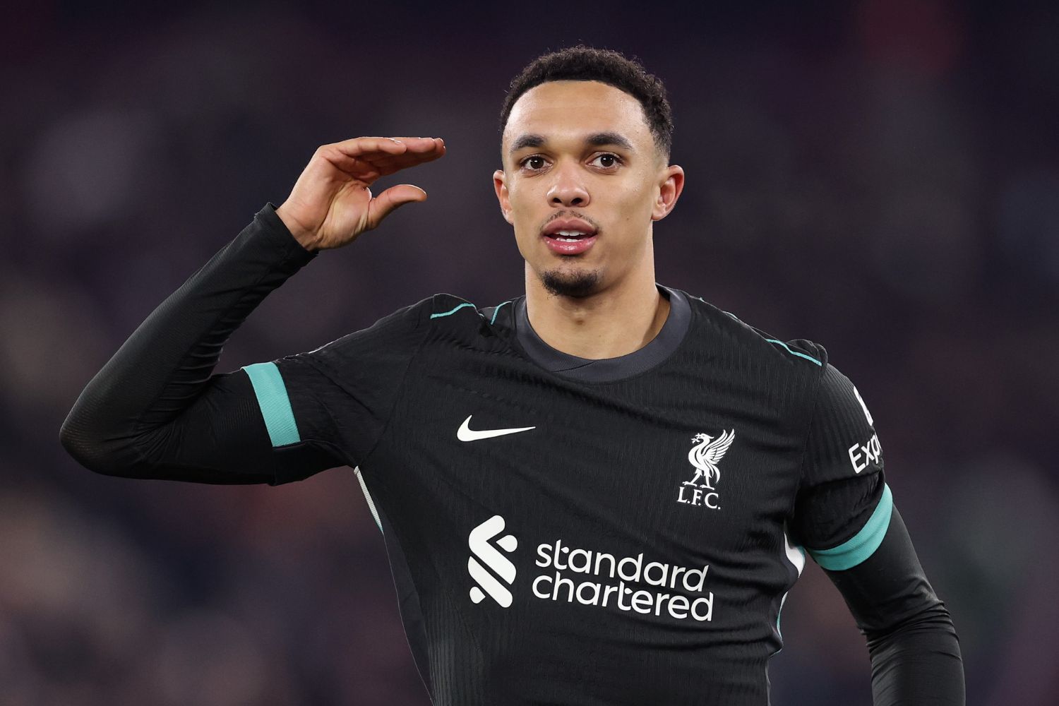 Trent Alexander-Arnold celebrates scoring against West Ham