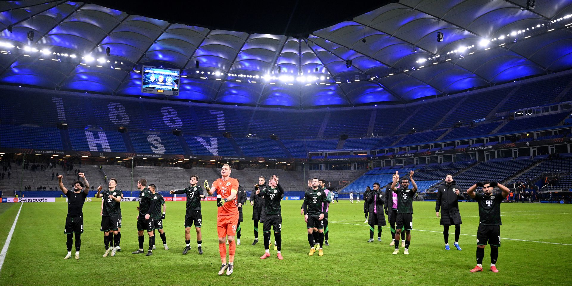 Ferencvaros players celebrate ahead of possible Naby Keita transfer