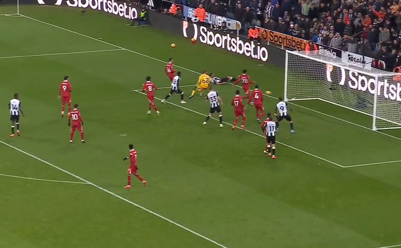 Caoimhin Kelleher concedes Fabian Schar's late Newcastle equaliser.