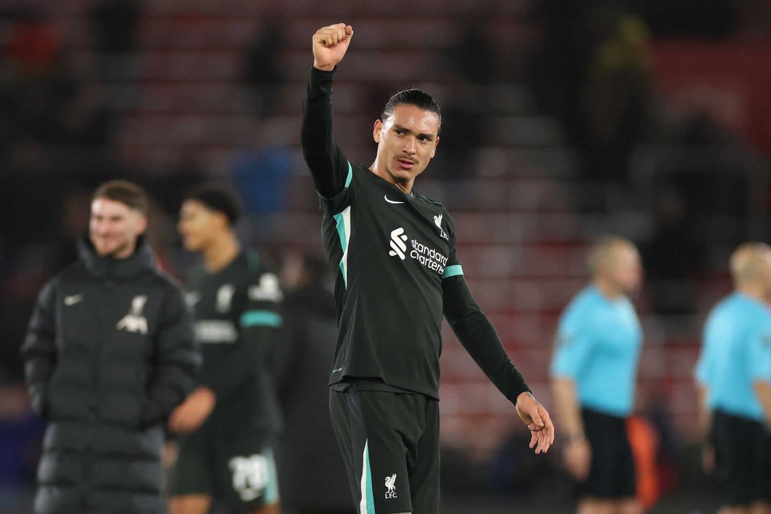 Darwin Nunez salutes the Liverpool fans