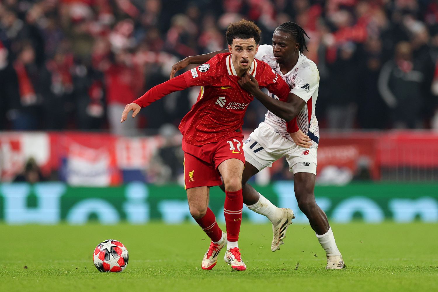 Curtis Jones in action for Liverpool against Lille