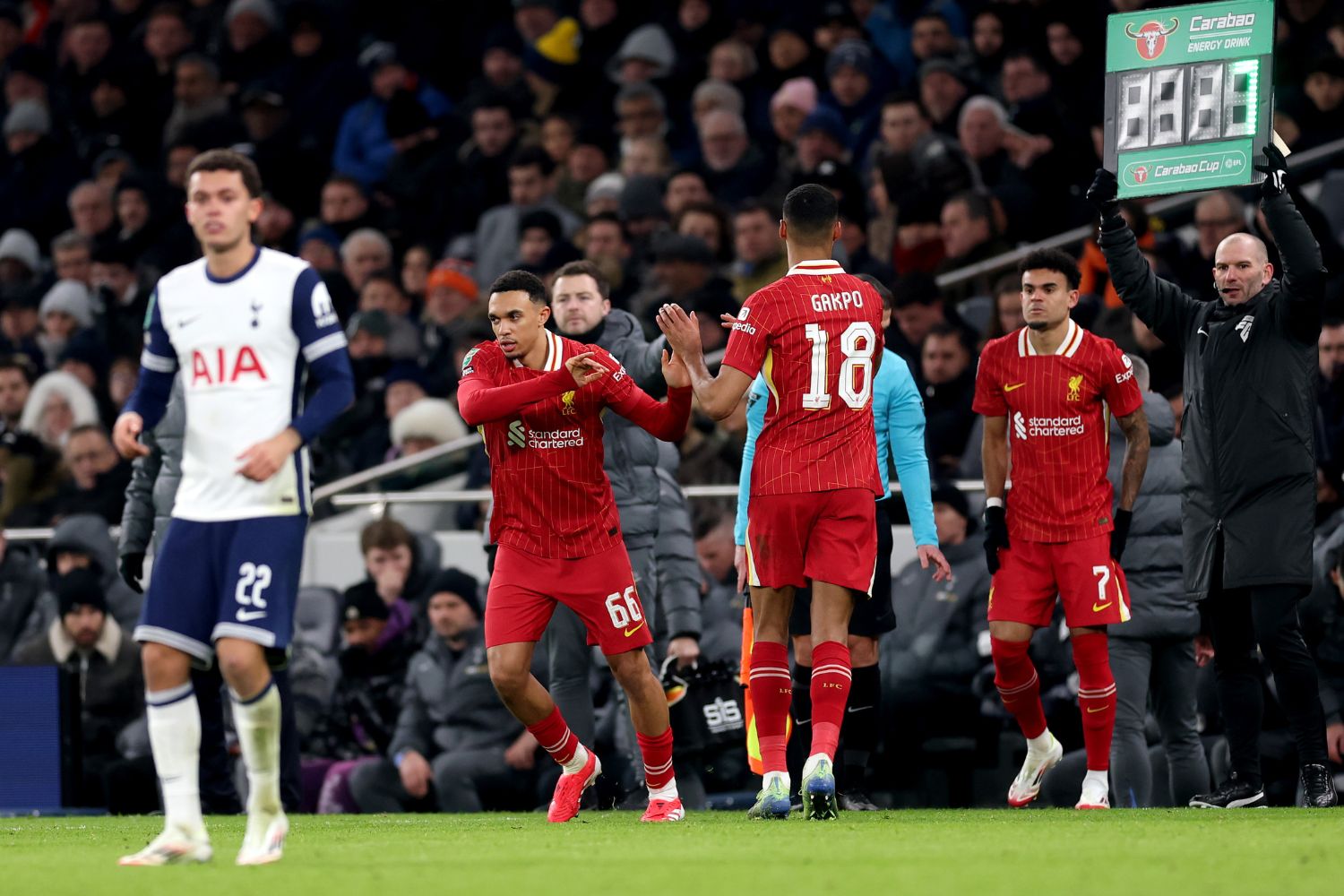 Trent Alexander-Arnold subbed on for Liverpool against Tottenham