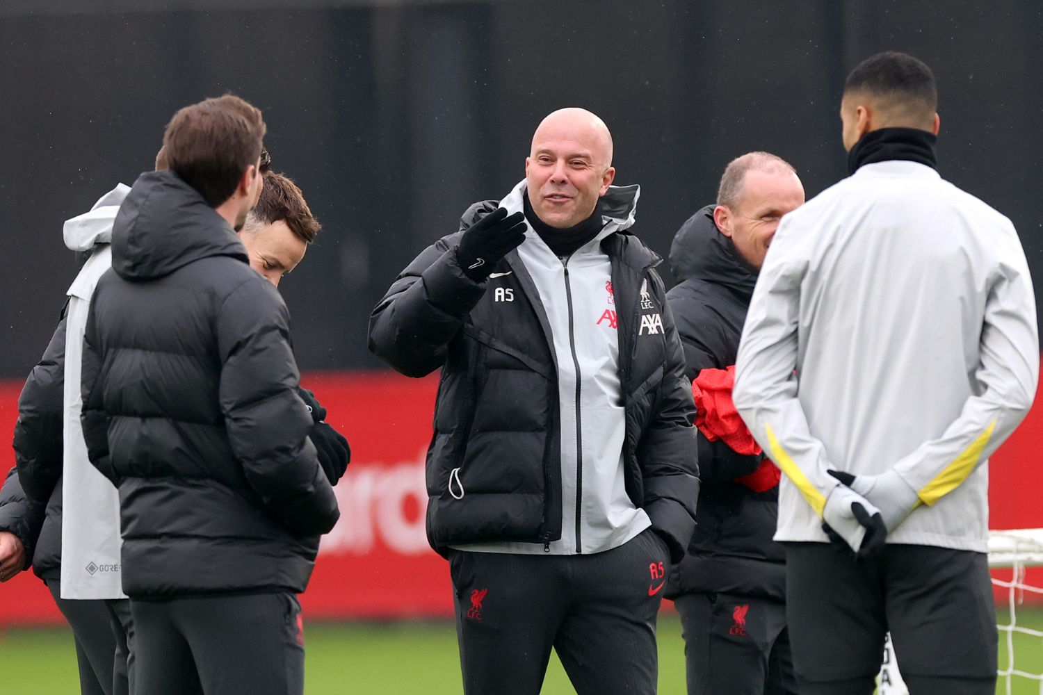 Arne Slot oversees Liverpool training session