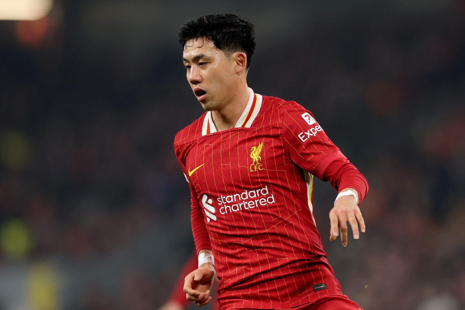 Wataru Endo in action for Liverpool against Lille