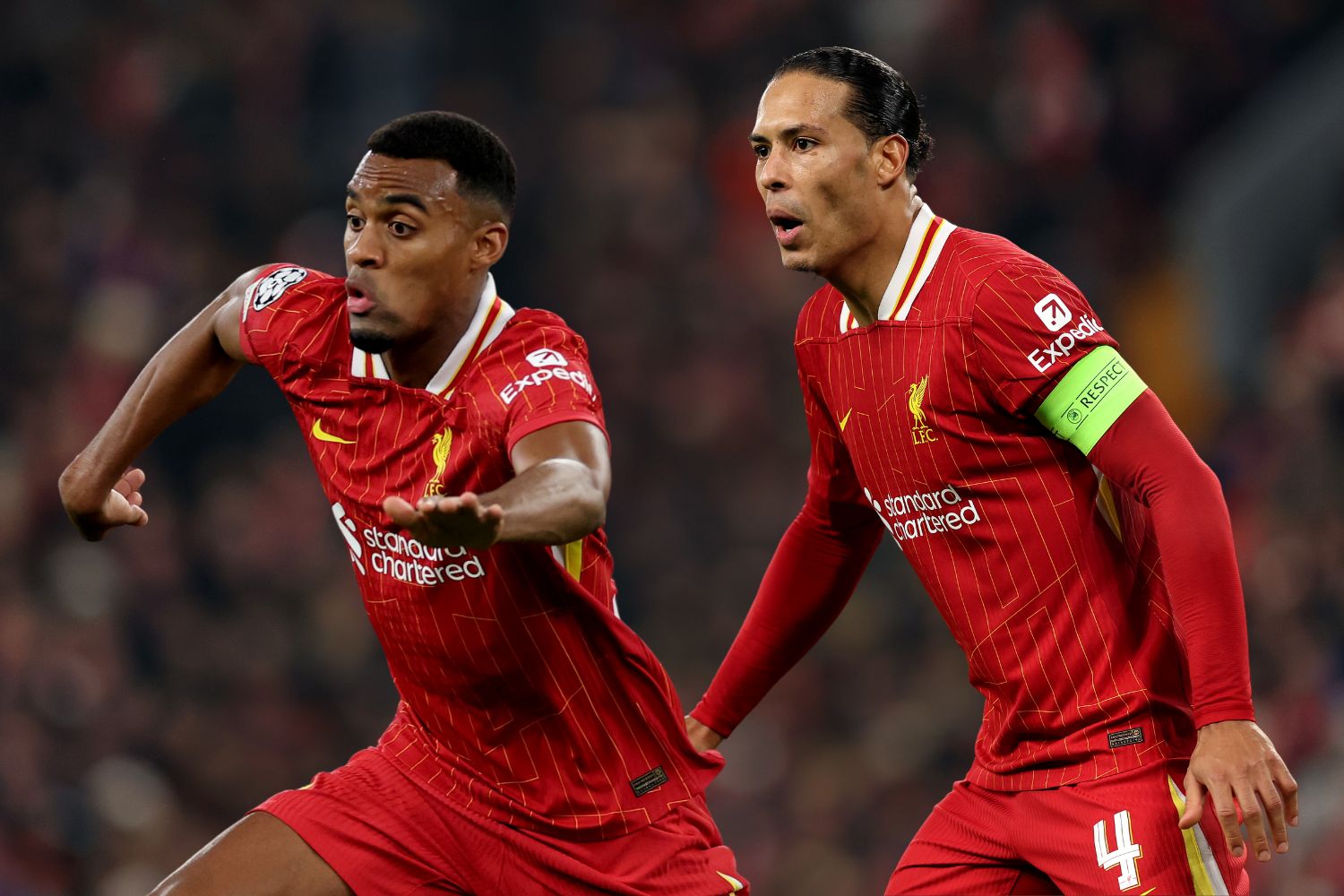 Virgil van Dijk and Ryan Gravenberch in the Champions League for Liverpool